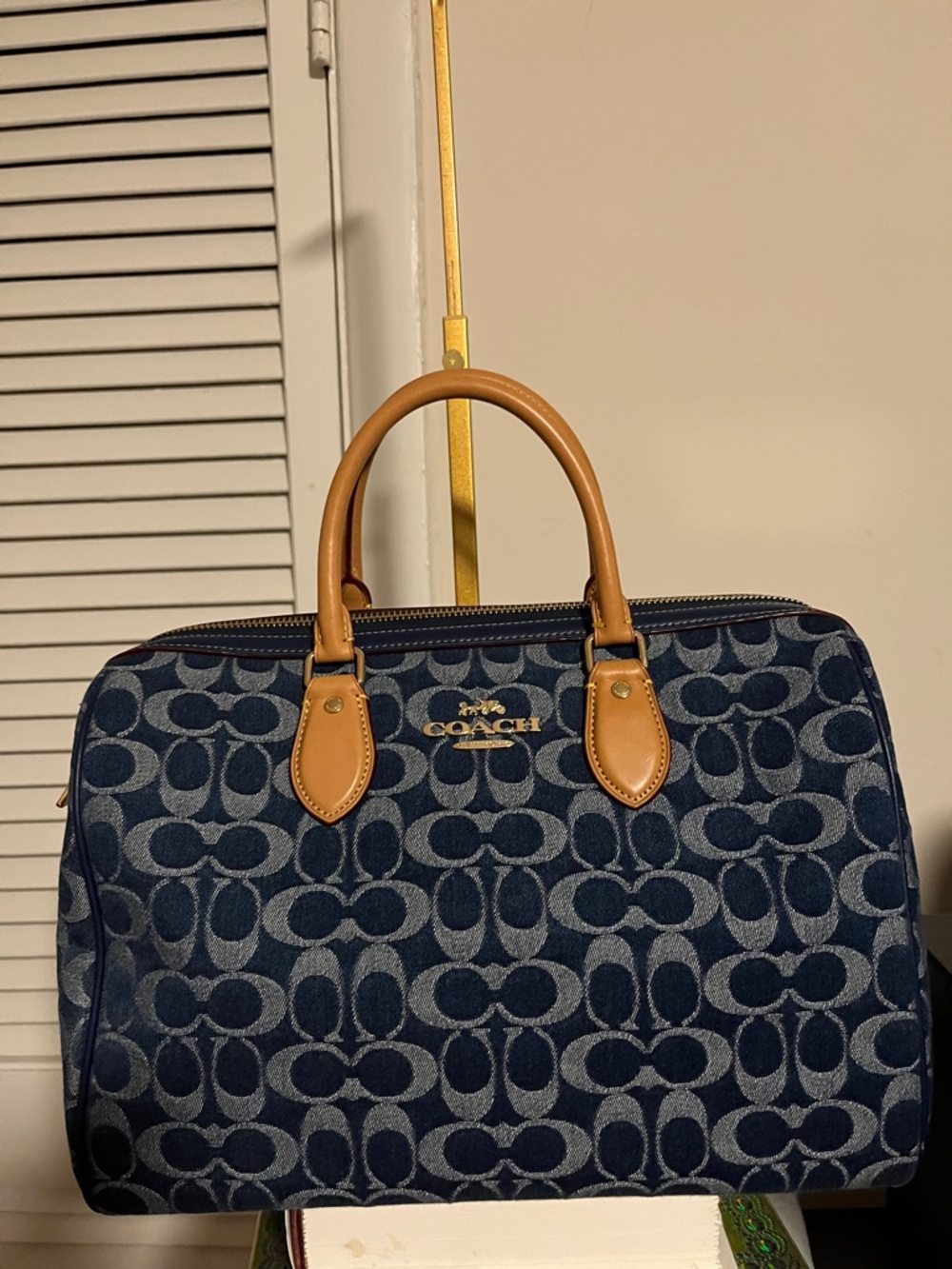 Coach Rowan Large Satchel Bag in Signature Denim Canvas - Picture 2 of 15